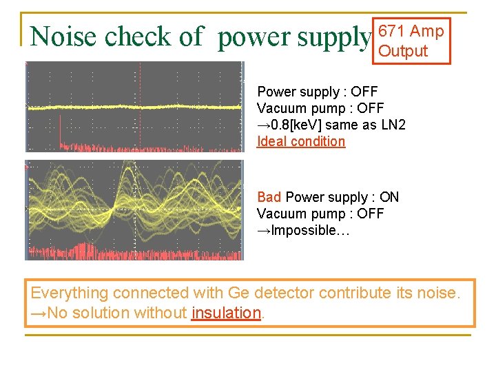 Amp Noise check of power supply 671 Output Power supply : OFF Vacuum pump