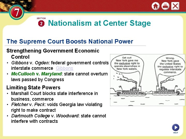 SECTION 2 Nationalism at Center Stage The Supreme Court Boosts National Power Strengthening Government