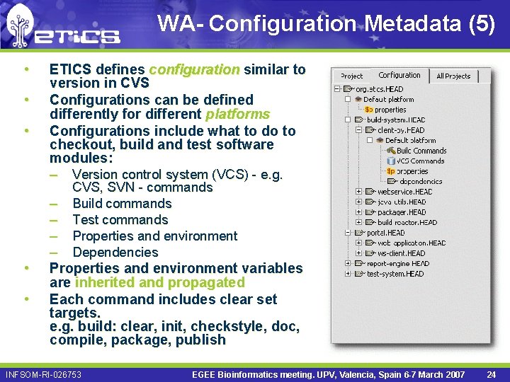 WA- Configuration Metadata (5) • • • ETICS defines configuration similar to version in