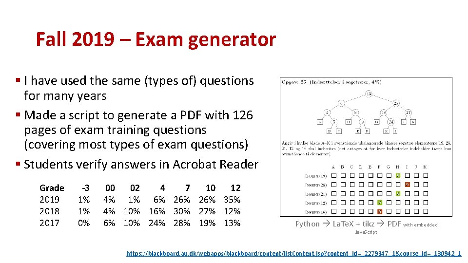 Fall 2019 – Exam generator § I have used the same (types of) questions Fall 2019 – Exam generator § I have used the same (types of) questions