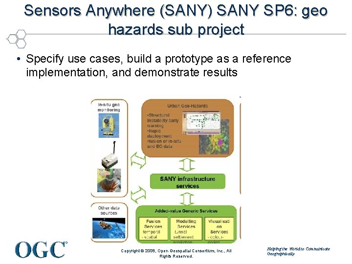 Sensors Anywhere (SANY) SANY SP 6: geo hazards sub project • Specify use cases,