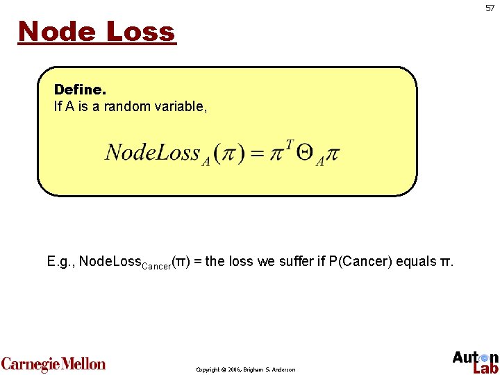 57 Node Loss Define. If A is a random variable, E. g. , Node.