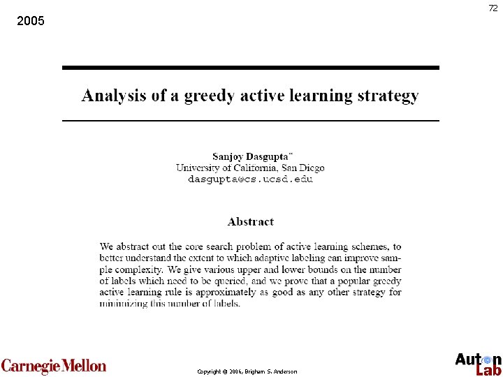 72 2005 Copyright © 2006, Brigham S. Anderson 