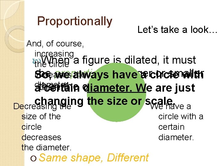 Proportionally Let’s take a look… And, of course, increasing When the circle a figure