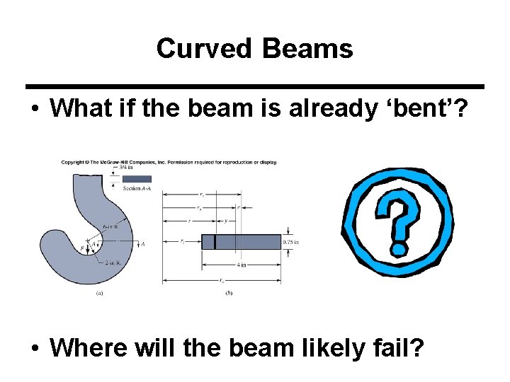Curved Beams • What if the beam is already ‘bent’? • Where will the