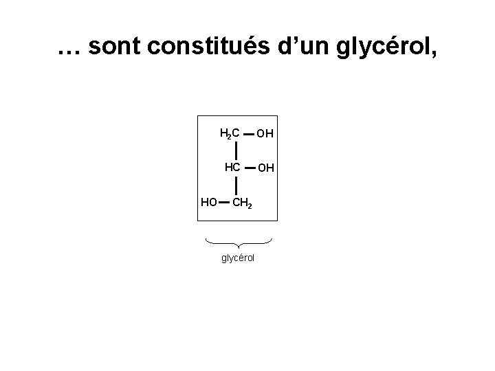 … sont constitués d’un glycérol, HO H 2 C OH HC OH CH 2