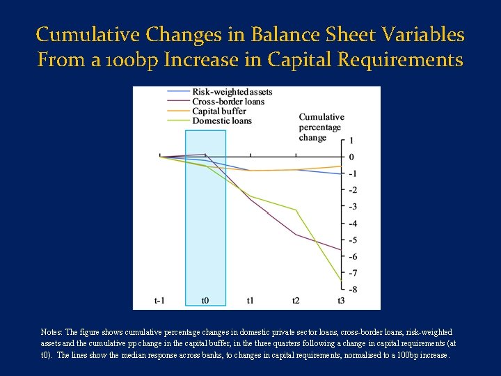 Cumulative Changes in Balance Sheet Variables From a 100 bp Increase in Capital Requirements