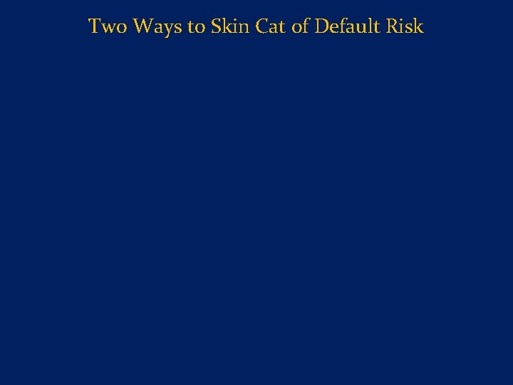 Two Ways to Skin Cat of Default Risk 