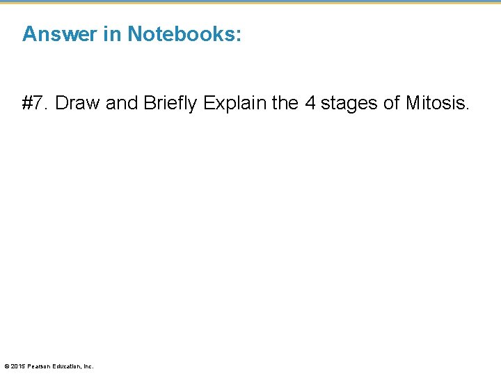 Answer in Notebooks: #7. Draw and Briefly Explain the 4 stages of Mitosis. ©