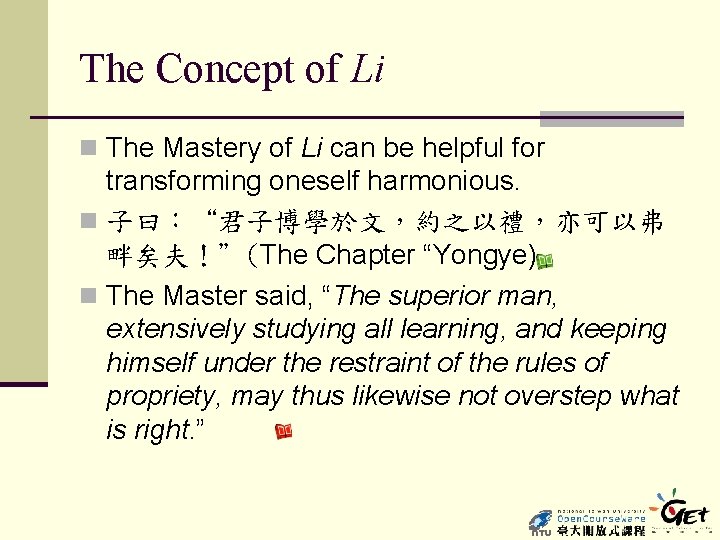 The Concept of Li n The Mastery of Li can be helpful for transforming