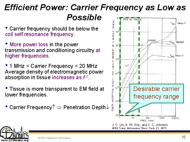 Efficient Power: Carrier Frequency as Low as Possible • Carrier frequency should be below