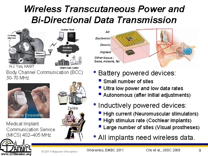 Wireless Transcutaneous Power and Bi-Directional Data Transmission H. J. Yoo, KAIST Body Channel Communication