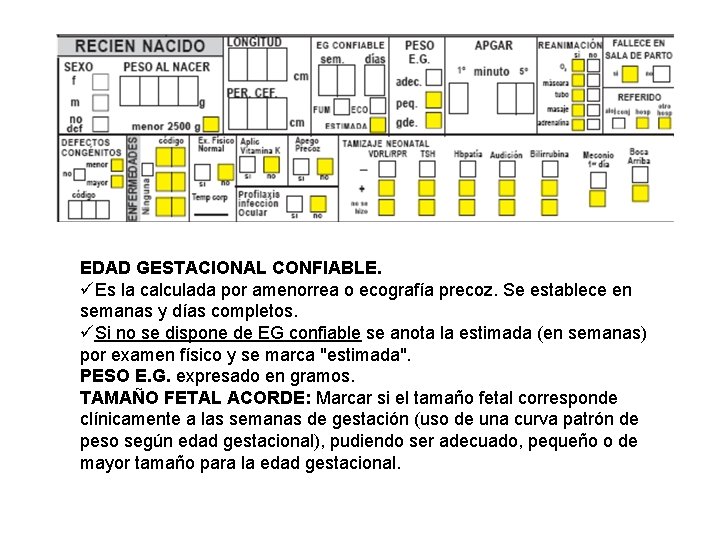 EDAD GESTACIONAL CONFIABLE. üEs la calculada por amenorrea o ecografía precoz. Se establece en