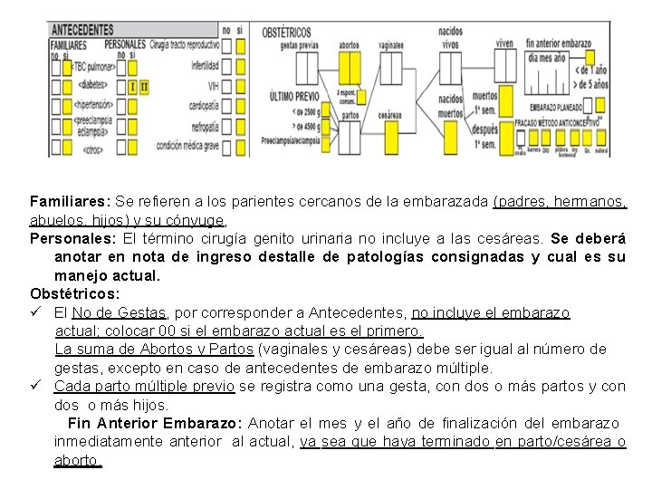 Familiares: Se refieren a los parientes cercanos de la embarazada (padres, hermanos, abuelos, hijos)