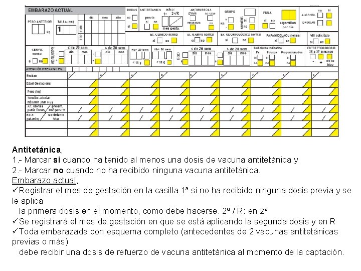 Antitetánica, 1. - Marcar si cuando ha tenido al menos una dosis de vacuna