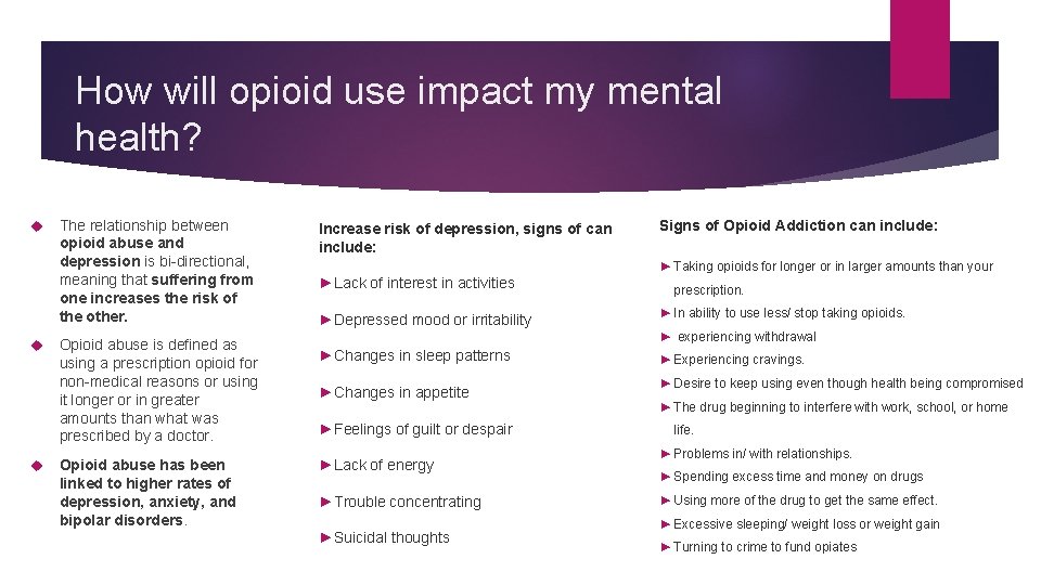 How will opioid use impact my mental health? The relationship between opioid abuse and