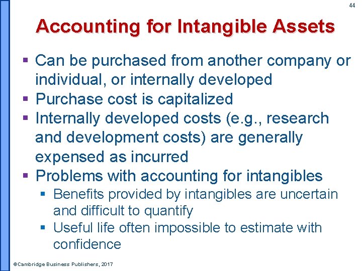 44 Accounting for Intangible Assets § Can be purchased from another company or individual,