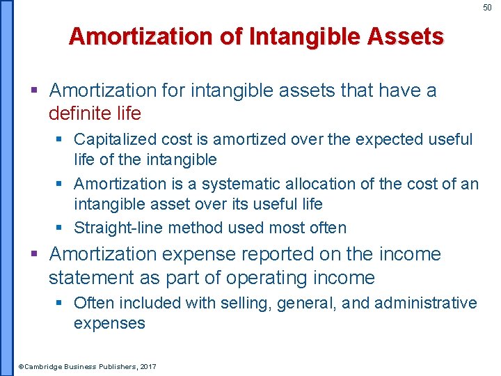 50 Amortization of Intangible Assets § Amortization for intangible assets that have a definite