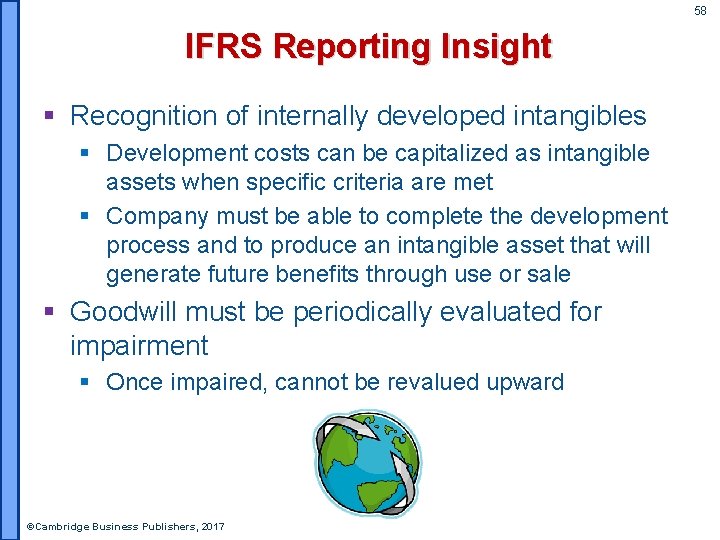 58 IFRS Reporting Insight § Recognition of internally developed intangibles § Development costs can