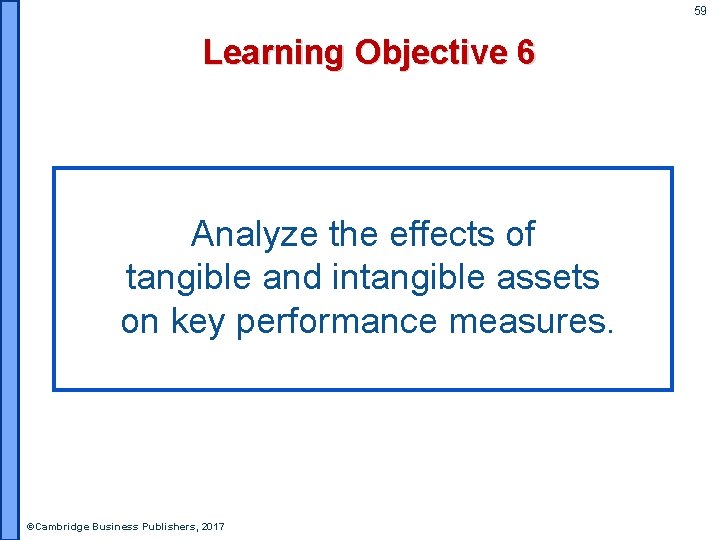 59 Learning Objective 6 Analyze the effects of tangible and intangible assets on key
