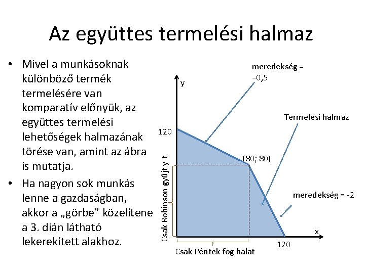 Az együttes termelési halmaz y meredekség = − 0, 5 Termelési halmaz 120 Csak