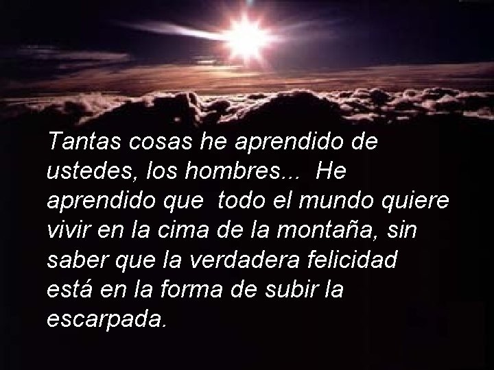 Tantas cosas he aprendido de ustedes, los hombres. . . He aprendido que todo