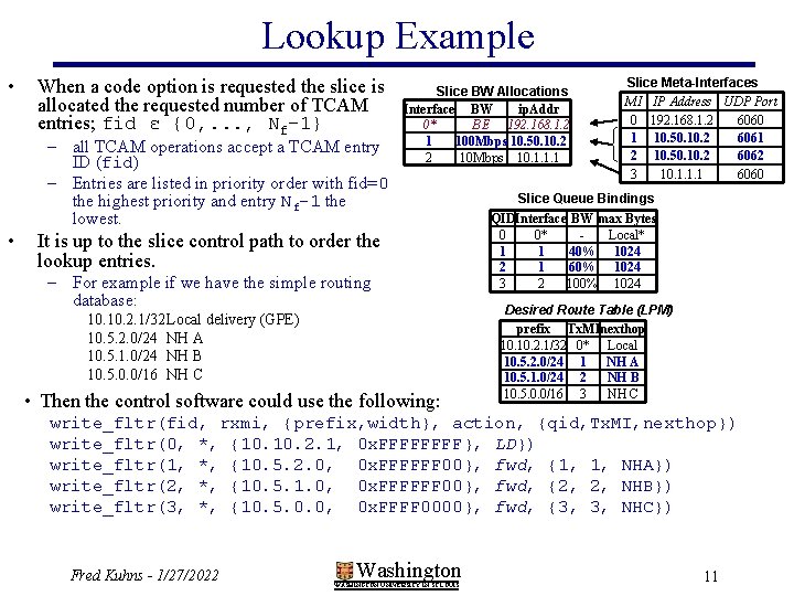 Lookup Example • When a code option is requested the slice is allocated the