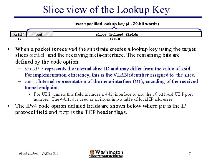 Slice view of the Lookup Key user specified lookup key (4 - 32 -bit