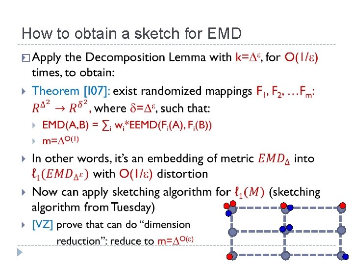 How to obtain a sketch for EMD � 