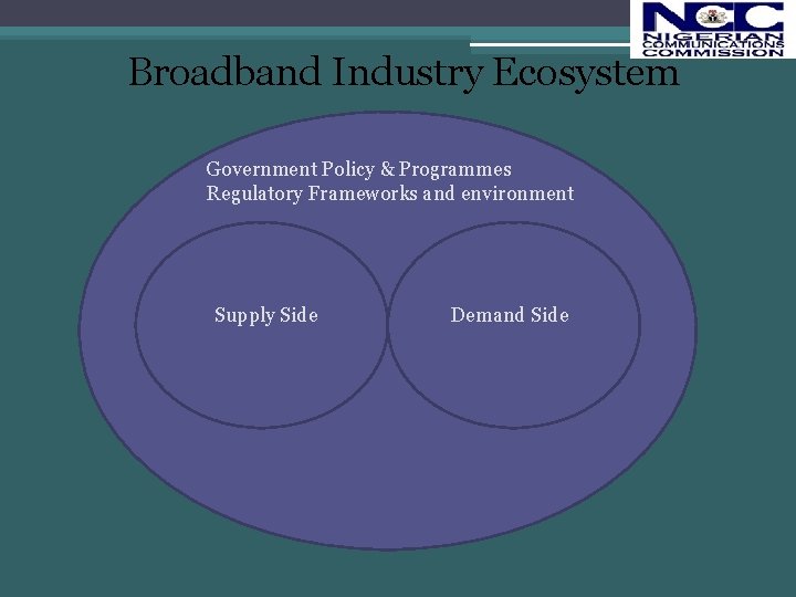 Broadband Industry Ecosystem Government Policy & Programmes Regulatory Frameworks and environment Supply Side Demand