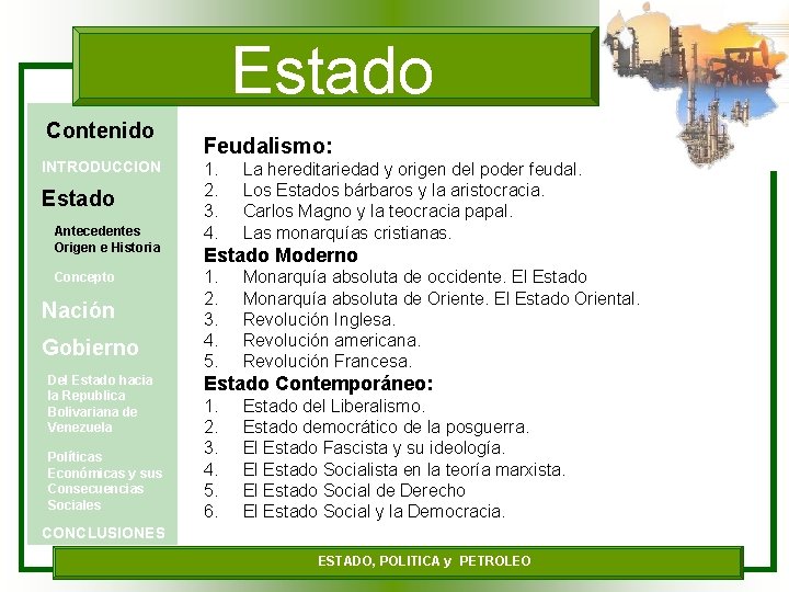 Estado Contenido INTRODUCCION Estado Antecedentes Origen e Historia Concepto Nación Gobierno Del Estado hacia