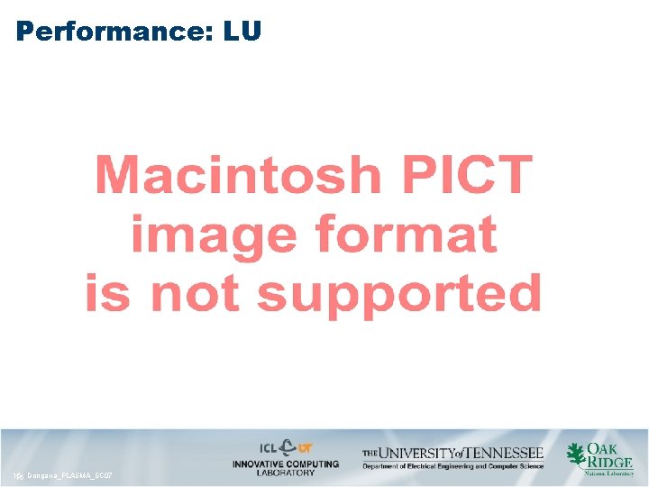 Performance: LU 16 16 Dongarra_PLASMA_SC 07 Performance: LU 16 16 Dongarra_PLASMA_SC 07