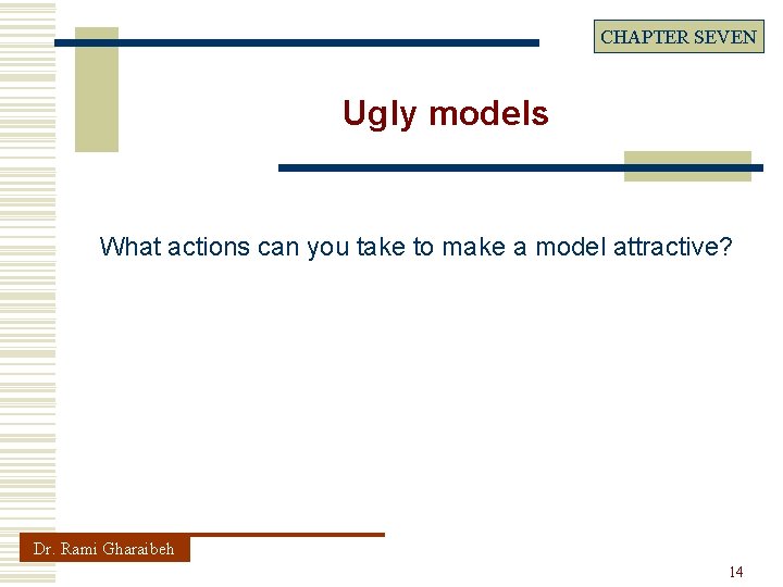 CHAPTER SEVEN Ugly models What actions can you take to make a model attractive?