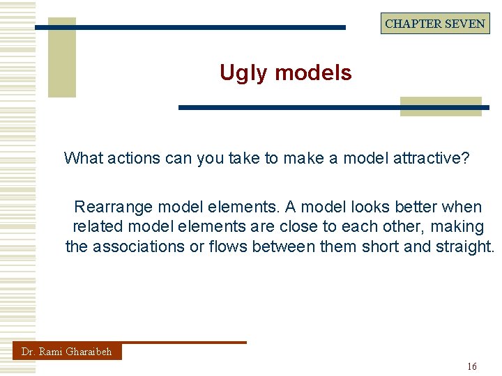 CHAPTER SEVEN Ugly models What actions can you take to make a model attractive?