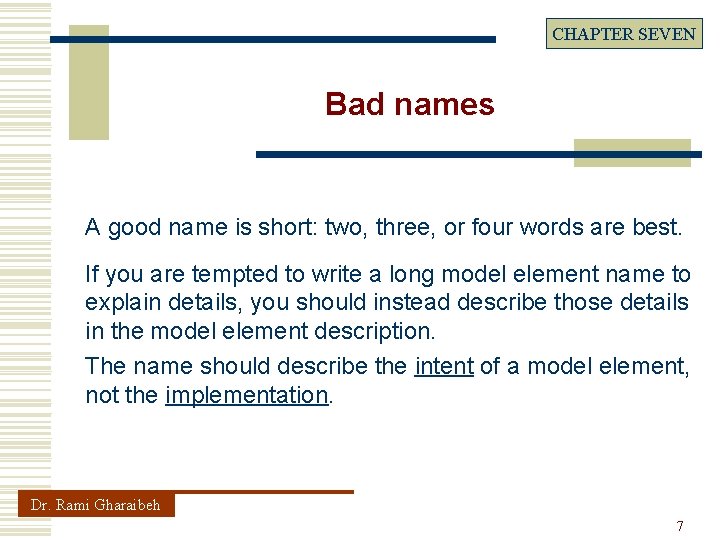 CHAPTER SEVEN Bad names A good name is short: two, three, or four words
