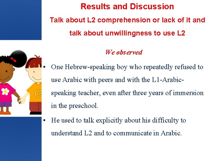 Results and Discussion Talk about L 2 comprehension or lack of it and talk