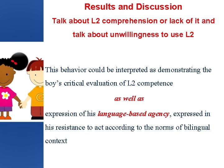 Results and Discussion Talk about L 2 comprehension or lack of it and talk