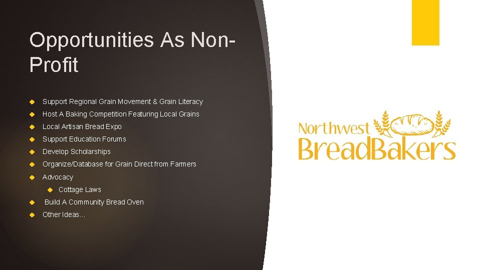 Opportunities As Non. Profit Support Regional Grain Movement & Grain Literacy Host A Baking