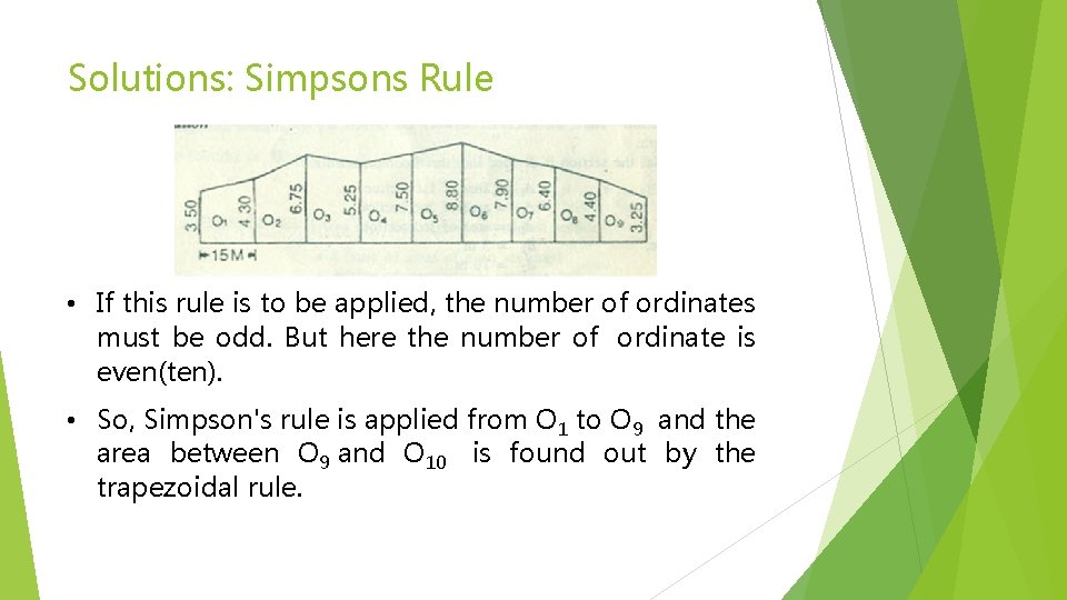 Solutions: Simpsons Rule • If this rule is to be applied, the number of