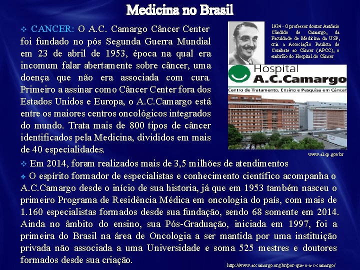 1934 - O professor doutor Antônio CANCER: O A. C. Camargo Câncer Center Cândido