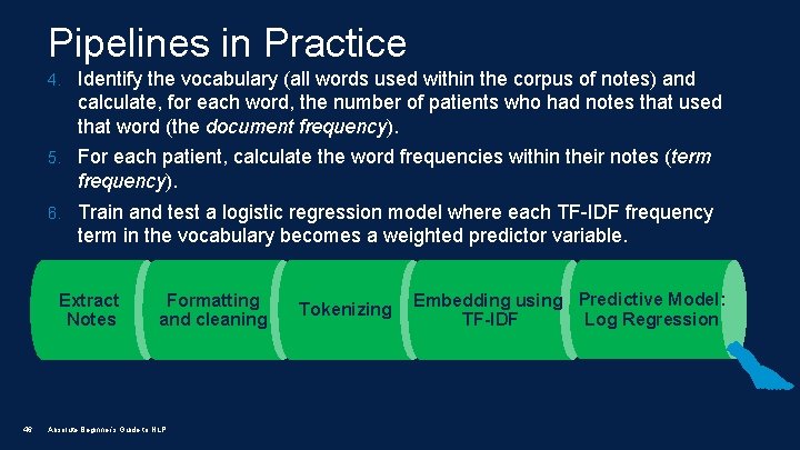 Pipelines in Practice 4. Identify the vocabulary (all words used within the corpus of