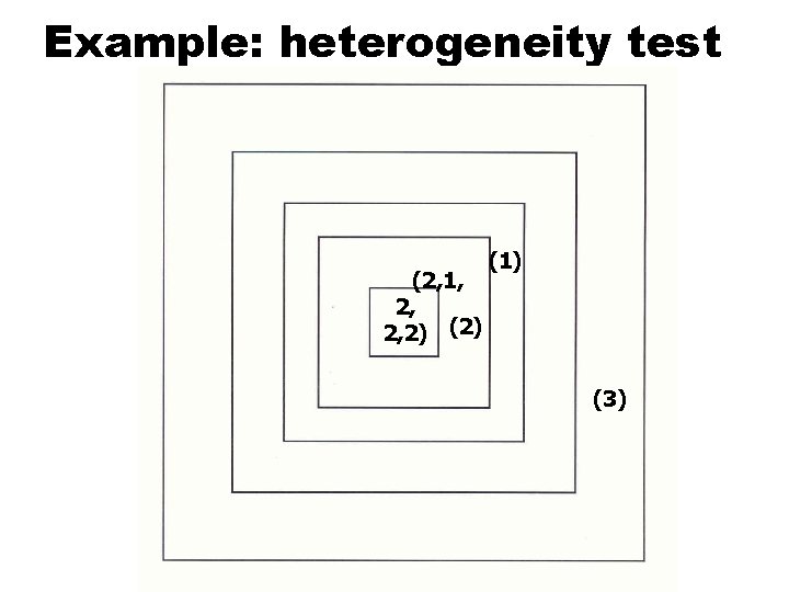 Example: heterogeneity test (2, 1, 2, 2, 2) (1) (3) 