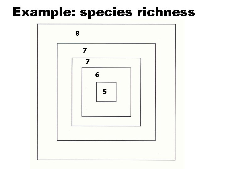 Example: species richness 8 7 7 6 5 