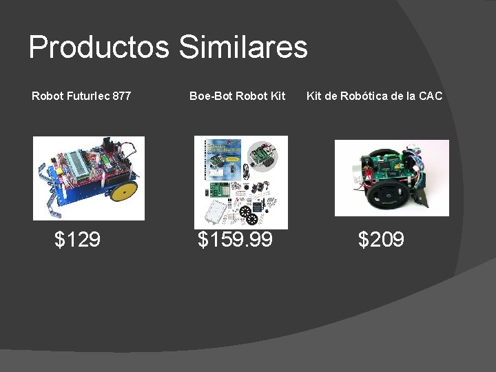 Productos Similares Robot Futurlec 877 $129 Boe-Bot Robot Kit $159. 99 Kit de Robótica