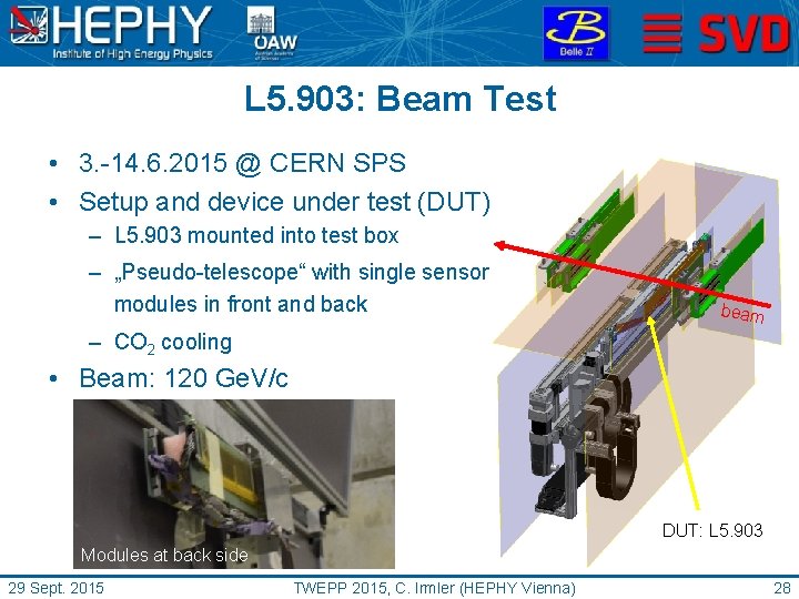 L 5. 903: Beam Test • 3. -14. 6. 2015 @ CERN SPS •