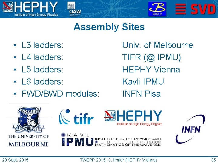 Assembly Sites • • • L 3 ladders: L 4 ladders: L 5 ladders: