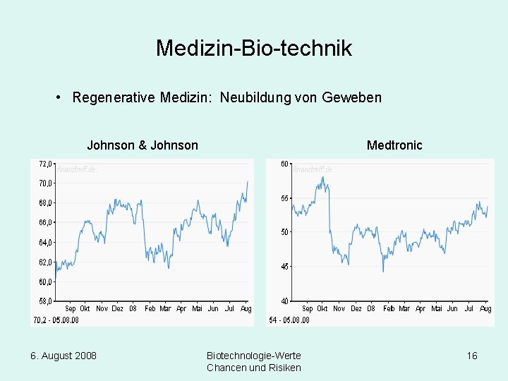 Medizin-Bio-technik • Regenerative Medizin: Neubildung von Geweben Johnson & Johnson 6. August 2008 Medtronic