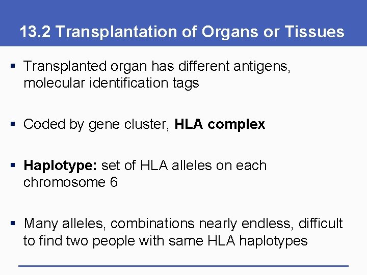 13. 2 Transplantation of Organs or Tissues § Transplanted organ has different antigens, molecular