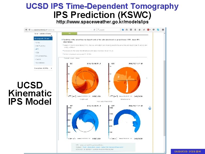 UCSD IPS Time-Dependent Tomography IPS Prediction (KSWC) http: //www. spaceweather. go. kr/models/ips UCSD Kinematic