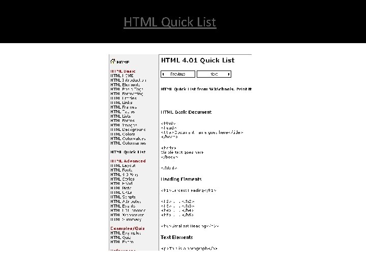 HTML Quick List 